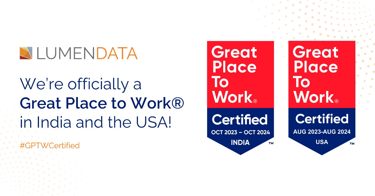 Lumina Datamatics Certified As Great Place To Work For Third Year Running