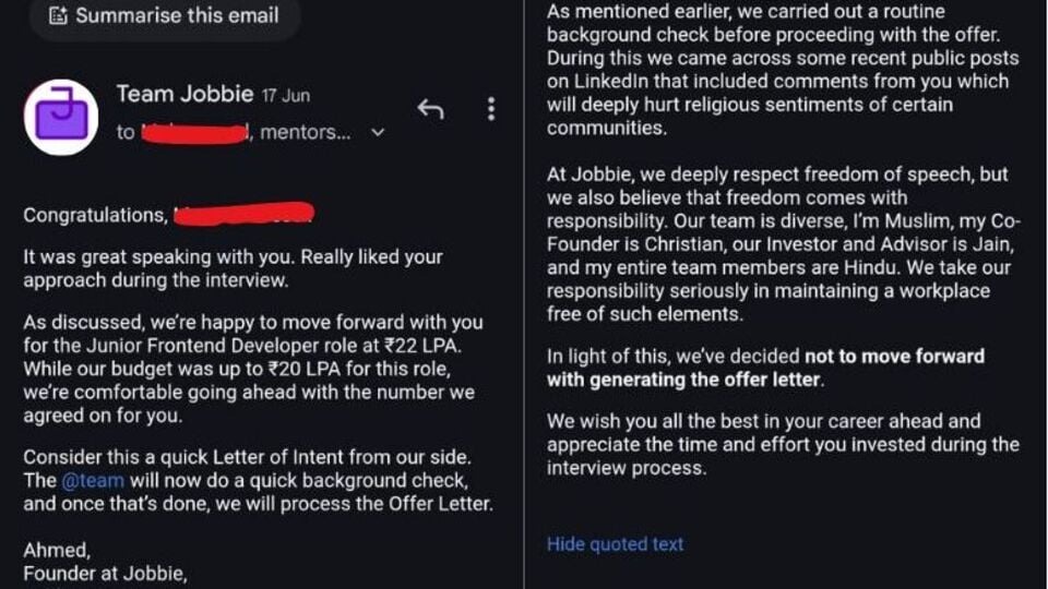 Culture Clash or Cancel Call? Founder Revokes Rs 22 Lakh Offer Over Candidate’s LinkedIn Remarks