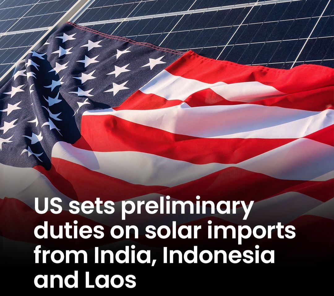 US Commerce Department Imposes Preliminary Duties On Solar Cells From India, Indonesia, Laos