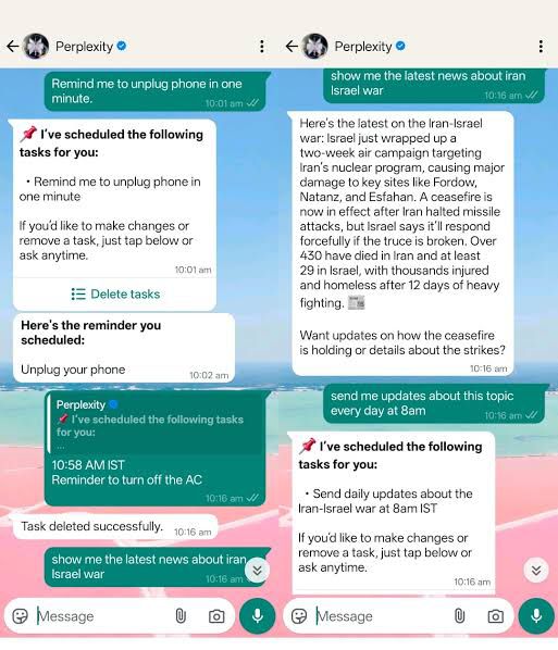 Perplexity AI Slides Into Your WhatsApp—Now Schedules Tasks Like a Pro