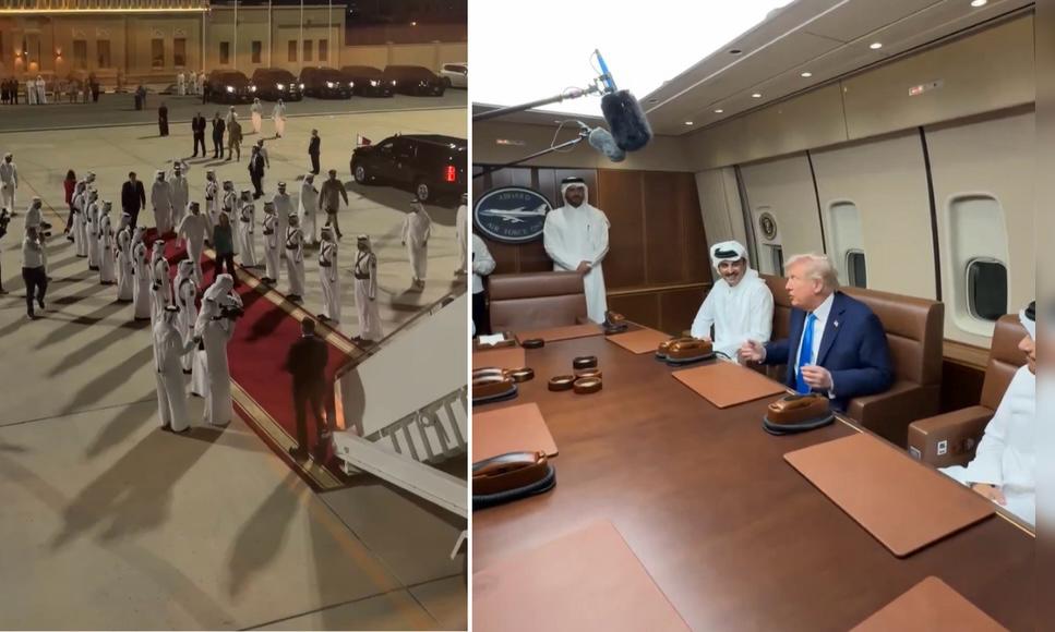 Trump Hosts Qatar Emir Aboard Air Force One, Praises Role in Gaza Peace Deal