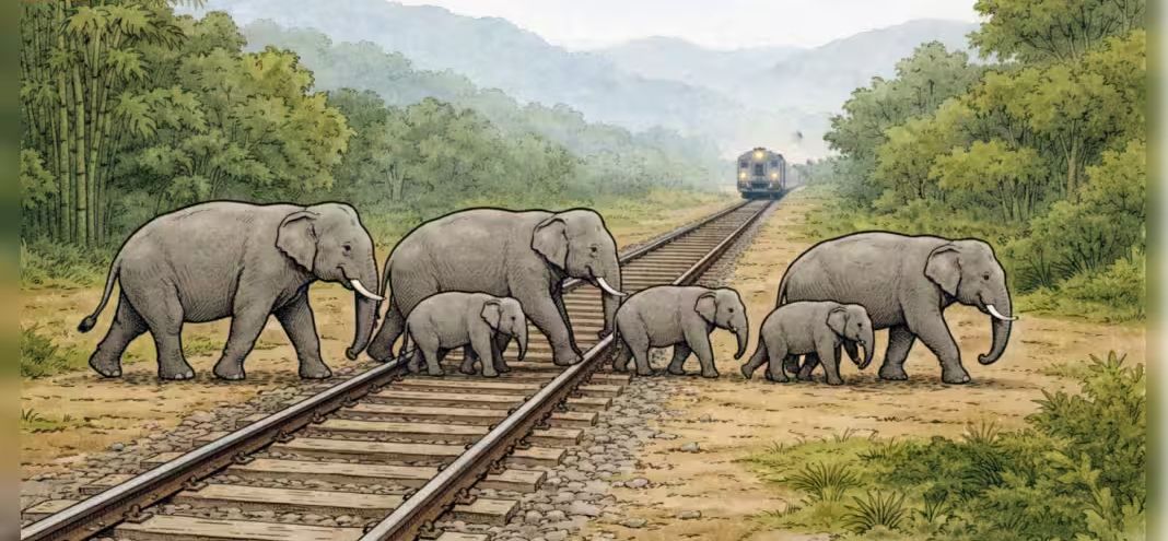Track Triumph: Rajdhani Express Pauses in Assam to Let Elephants Cross