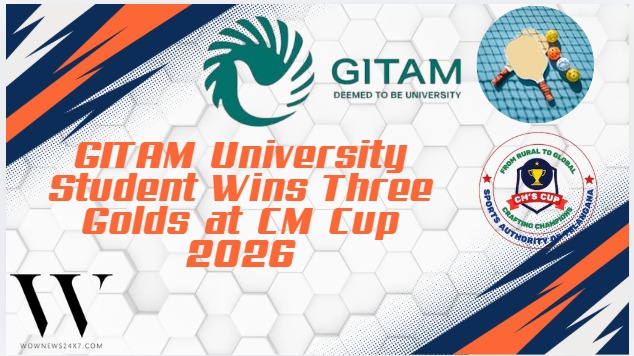 Pickleball Glory: GITAM Student Wins Triple Gold at Telangana CM Cup