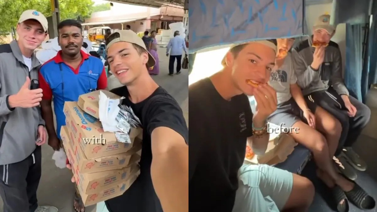 Pizza at 100 Kmph: Australian Vlogger Showcases India’s Mind-Blowing Food Delivery on Trains