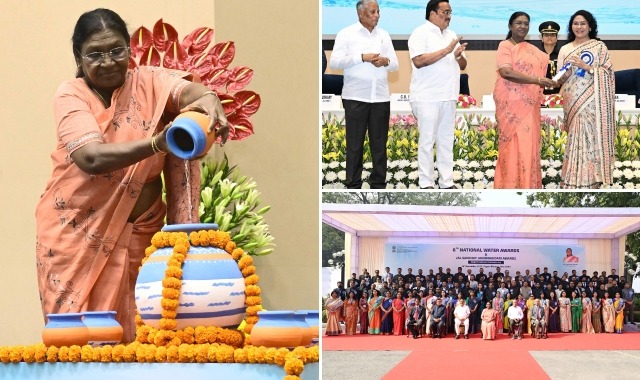 President Droupadi Murmu presents 6th National Water, Jal Sanchay–Jan Bhagidari Awards