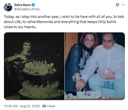 Saira Banu Turns 81, Joins X With Heartfelt Tribute To Dilip Kumar