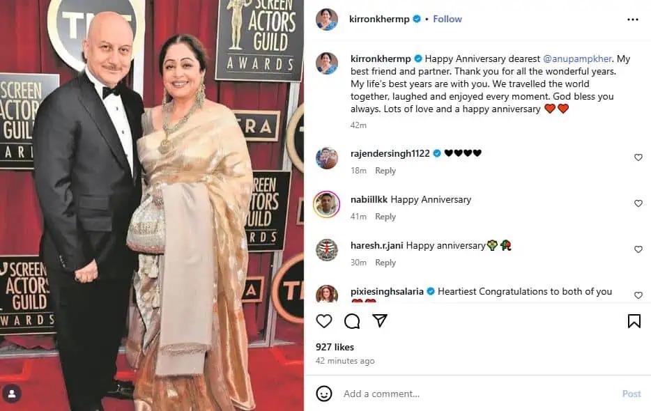 Anupam And Kirron Kher Celebrate 40 Years Of Love, Friendship, And Resilience