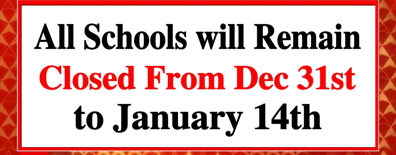 Extended Winter Break: Schools Closed Dec 31–Jan 14 Across India