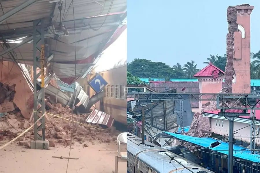 Clock Tower Collapses at Kozhikode Station, Halting Rail Traffic
